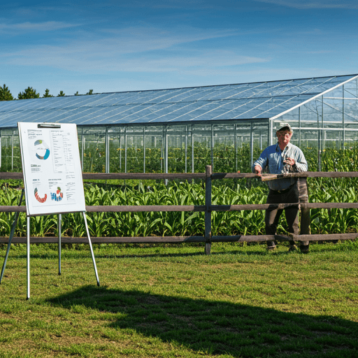 Intensive agribusiness bootcamp session near a greenhouse facility