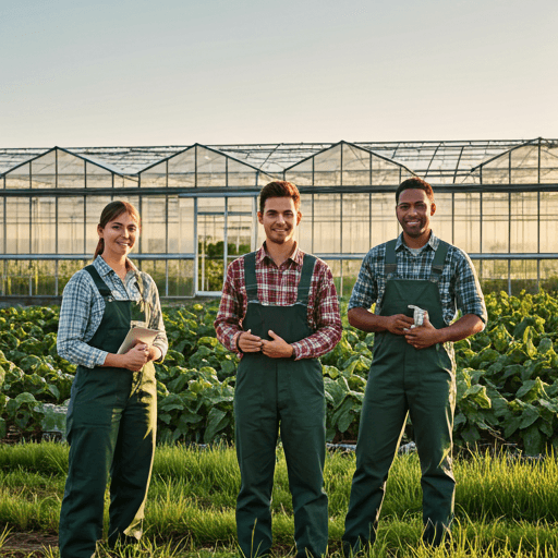 Cohort of farmers at Panuka Farm greenhouse complex during a bootcamp